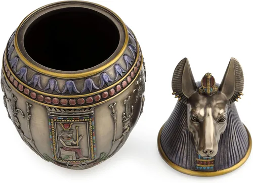 Miniatura 2 de Tarro canopic de urna conmemorativa de perro Anubis egipcio raro