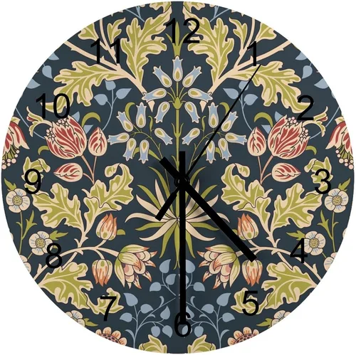 Miniatura 29 de Reloj de Pared de Flores Silencioso Sin Tictac Operado por Batería, Caricatura de los 70s Linda Flor Abstracta Pastel Margarita Reloj Floral
