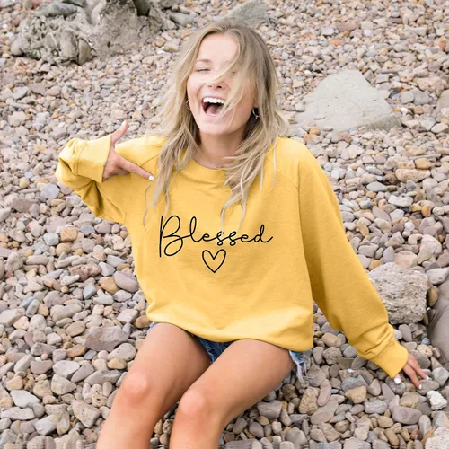 Miniatura 2 de UNIQUEONE Sudadera Blessed para mujer, ligera, con estampado de letras, para Acción de Gracias