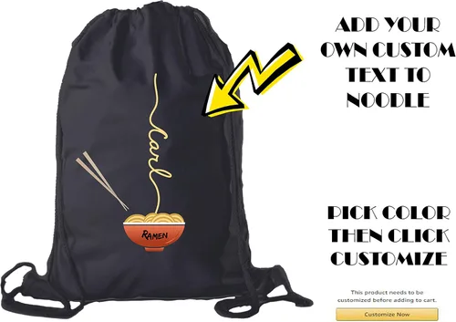Miniatura 3 de Mato & Hash Ramen fideos mochila personalizada con cordón bolsa de algodón lona Cinch mochilas