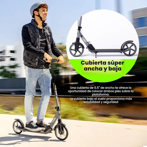 Miniatura 7 de AERO MOBILITY Patinete para niños de 6 años, adolescentes y adultos Ruedas iluminadas, freno de mano, alfombrilla de goma y absorción de impactos