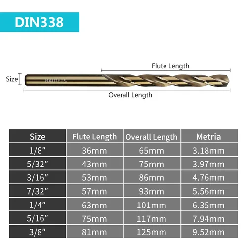 Miniatura 3 de BAIDETS M35 - Brocas de cobalto de 1/4 pulgadas, 10 piezas, juego de brocas helicoidales de metal HSS de 1/4 pulgadas para metal duro, acero