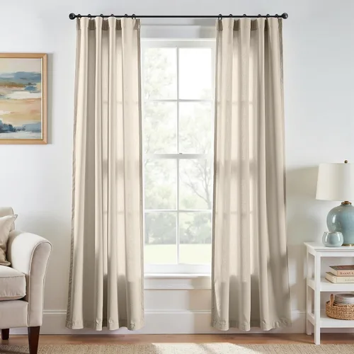 Miniatura 22 de JINCHAN Cortinas de lino de 108 pulgadas de largo, juego de 2 paneles, cortinas de ventana para sala de estar y dormitorio, cortinas