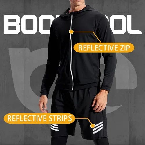 Miniatura 2 de BOOMCOOL Ropa de entrenamiento para hombre ropa de fitness para gimnasio correr pantalones de compresión para correr camiseta de manga larga Negro