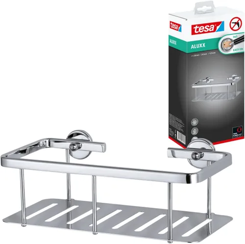 Miniatura 10 de tesa® Aluxx - Cesta de ducha pequeña, aluminio cromado brillante, autoadhesiva, tecnología de montaje adhesiva, 1.969 in x 8.661 in x 4.016 in