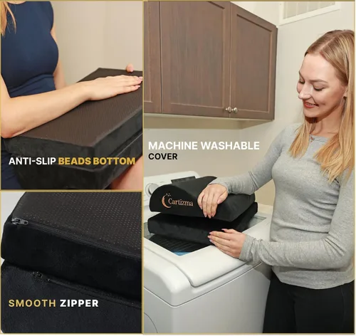 Miniatura 4 de Reposapiés para debajo del escritorio en el trabajo, reposapiés ergonómico para aliviar el dolor con fundas lavables, reposapiés antideslizante Negro