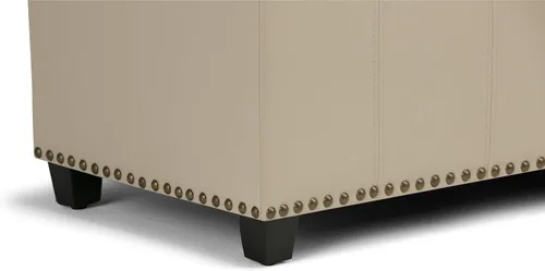 Miniatura 9 de SIMPLIHOME Amelia - Otomana de almacenamiento, banco otomano rectangular de cuero vegano de 33 pulgadas de ancho en negro medianoche, otomana