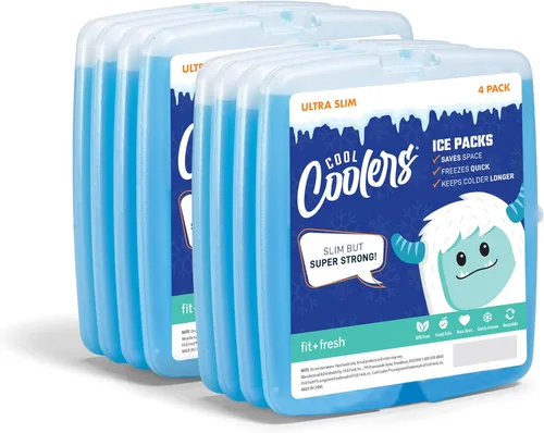 Miniatura 7 de Cool Coolers by Fit & Fresh Paquetes de Hielo Delgados, Congelación Rápida, Ahorro de Espacio, Paquetes de Hielo Reutilizables para Loncheras