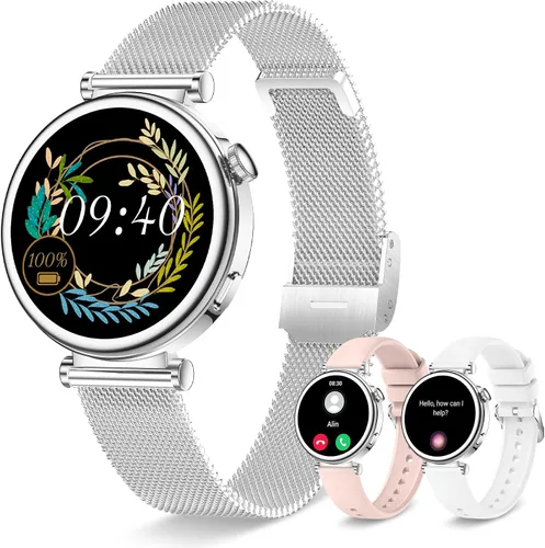 Miniatura 10 de Reloj inteligente para mujer con llamada Bluetooth, reloj de fitness de 1.27 pulgadas, contador de pasos, monitor de sueño de frecuencia cardíaca
