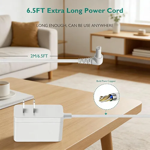 Miniatura 4 de Lnauy Cargador compatible con Black and Decker HHVJ315JD10 / HHVJ315JMF71 / HHVK320J61 / HHVK320J10 / HHVK320JZ01 Dustbuster Smartech - Cable