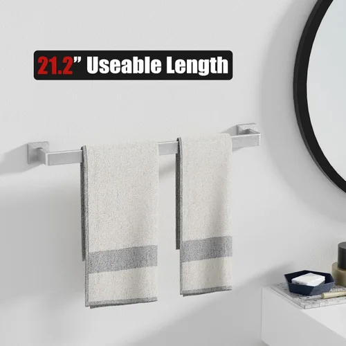 Miniatura 3 de Juego de 10 accesorios de baño de níquel cepillado, juego de toallas de baño de 23.6 pulgadas, juego de accesorios de baño de acero inoxidable