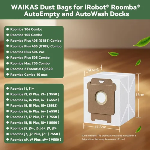 Miniatura 2 de WAIKAS Paquete de 6 bolsas de repuesto Roomba para aspiradora iRobot Roomba 104 105 405 505 705 Combo 10 Max, 2 Essential, i7+ i3+ i4+ i6+ i8+ j7+