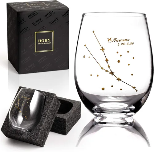 Miniatura 10 de HOHY Copa de vino del zodiaco Aries de 20 onzas, Horóscopo de cumpleaños del zodiaco Aries, regalos de vino para mujeres, copa de vino