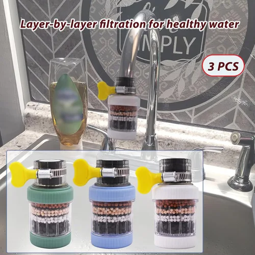 Miniatura 6 de Paquete de 3 filtros de montaje en grifo, filtro de agua de grifo para cocina, grifo de carbón activado, purificador de agua, filtración