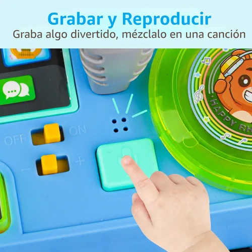 Miniatura 9 de Mesa de actividades de DJ para bebés de 1 a 3 años, piano musical para bebés de 1 año con música y luz, juguete educativo para niños de 6-9-12-18