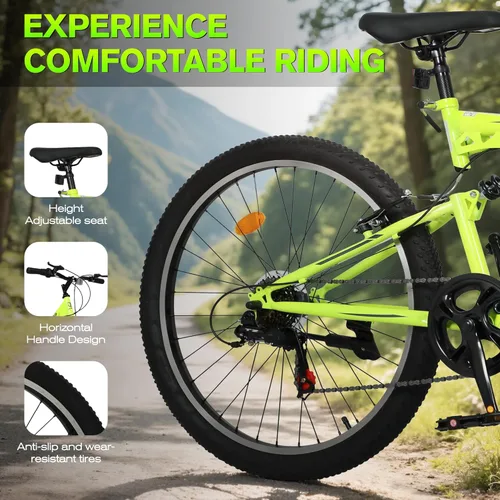 Miniatura 3 de Bicicleta de montaña para adultos, hombres y mujeres, 26 pulgadas 7 velocidades Mountian bicicleta con doble suspensión completa, doble freno V