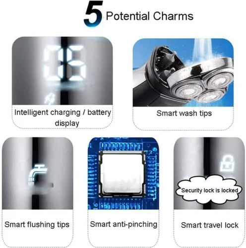 Miniatura 5 de Maquinilla de afeitar eléctrica para hombres, afeitadoras eléctricas para hombres impermeables en húmedo y seco, maquinillas de afeitar eléctricas