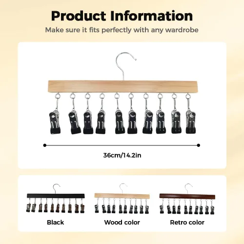 Miniatura 2 de Organizador de leggings para armario, perchas para pantalones con 10 clips, ahorro de espacio para ropa y sombreros, organizador colgante de armario