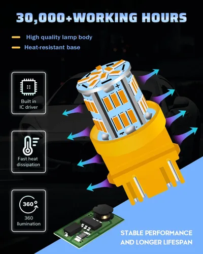 Miniatura 4 de 3157 Bombilla LED ámbar de señal de giro intermitente 3156 3056 3057 4157 3047 4057 T25 3457 Bombillas LED para luces indicadoras laterales