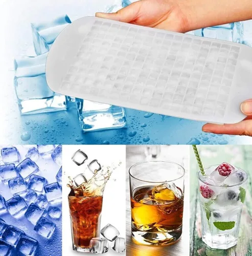 Miniatura 5 de Pequeña forma cuadrada flexible congelada 160 bandejas Mini cubitos de hielo moldes de silicona sin tapas (transparente)