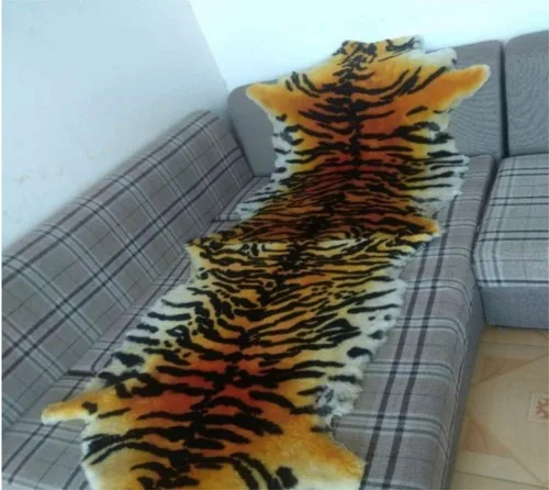 Miniatura 11 de Alfombra de Área Estilo Chic con Estampado de Tigre Leopardo Piel de Oveja Australiana Alfombra Suave de Felpa Manta de Piel de Cordero Alfombra