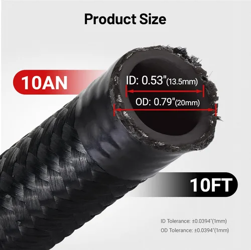 Miniatura 3 de EVIL ENERGY 10AN Fuel Line, AN10 Manguera de combustible trenzada de nailon CPE 10 pies, color negro