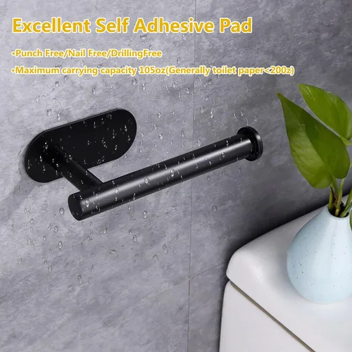 Miniatura 4 de WYSE Soporte de papel higiénico negro autoadhesivo, soporte para papel higiénico para baño, portarrollos de papel higiénico, acero inoxidable SUS304