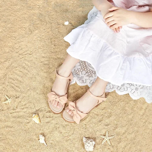 Miniatura 4 de Felix & Flora Sandalias para niña pequeña, zapatos de vestir con punta abierta, zapatos planos de verano para niños pequeños