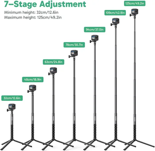 Miniatura 3 de AKASO Barra Selfie Extensible de 1.2M y Soporte de Trípode Accesorios para Cámara de Acción Compatible con AKASO EK7000/Brave 4/Brave 7 LE/Brave