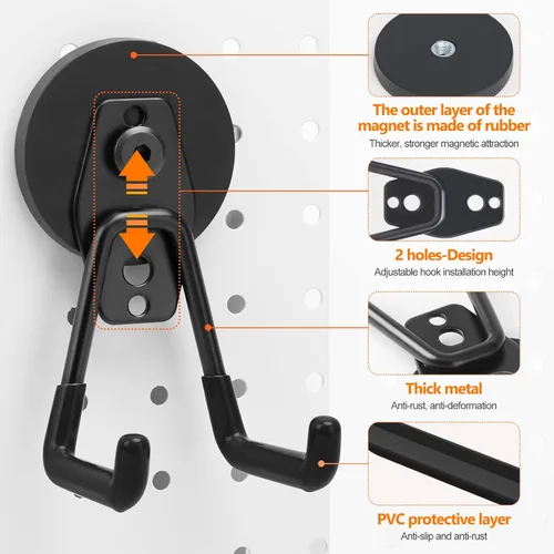 Miniatura 2 de Homde Gancho magnético resistente, paquete de 3 soportes magnéticos fuertes para taller de garaje, colgador grande de utilidad industrial