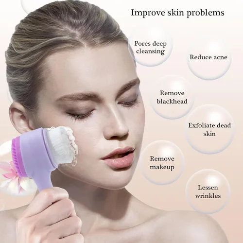 Miniatura 4 de Cepillo Facial 2 en 1, Cepillo Exfoliante de Limpieza Facial, Cepillo de Silicona Manual de Doble Cara para Lavado Facial con Fibra Suave