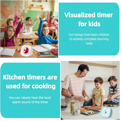 Miniatura 2 de Temporizador visual para niños, temporizador de tiempo, temporizador de 60 minutos para niños para aula, oficina en casa, temporizador de cuenta