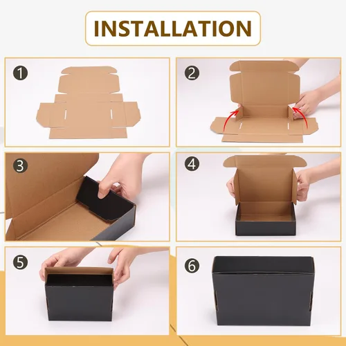 Miniatura 4 de EXYGLO Paquete de 40 cajas de envío de 6 x 4 x 3 pulgadas, cajas de cartón corrugado negras para embalaje de pequeñas empresas, mudanza, envío