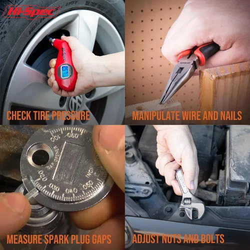 Miniatura 6 de Hi-Spec - Juego de herramientas compacto de 65 piezas para taller automotriz con medidor digital de presión de neumáticos. Herramientas esenciales