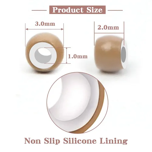 Miniatura 2 de Vlasy 200 cuentas de silicona nano anillo para extensiones de cabello humano nano anillo, 5 colores opcionales (marrón claro)