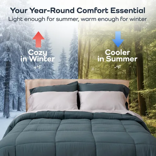 Miniatura 6 de Olive + Crate Cooling Down Alternative Comforter - Hypoallergenic King Size Duvet Insert Lightweight - All Seasons Plush Design Bamboo Comforter