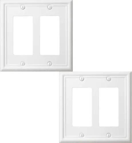 Miniatura 18 de OKAWYC Cubierta de Interruptor de Luz Triple Toggle Luca Placa de Pared Metálica, Paquete de 2 Blanco 3 Gang, Cubierta de Interruptor de Luz Placa
