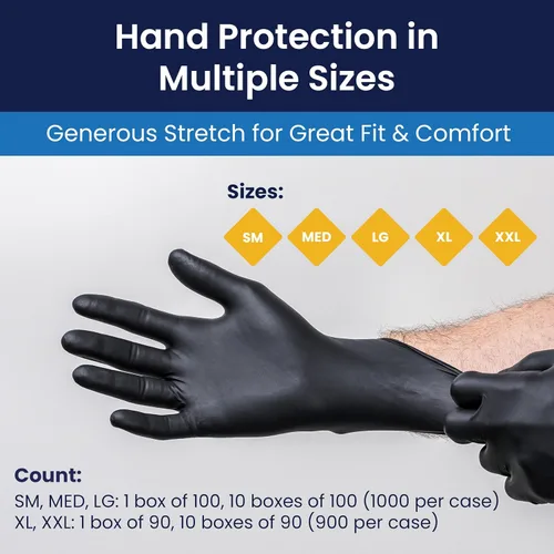 Miniatura 5 de Adenna DLG675 Dark Light - Guantes de examen de nitrilo sin polvo de 9 mil (negro, mediano), caja de 100