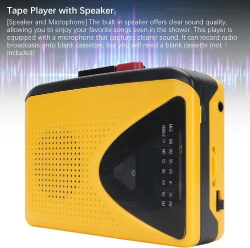 Miniatura 4 de LICAEVEY Reproductor de casete portátil con radio AM FM, reproductor de cinta retro integrado altavoz y micrófono, conector de auriculares