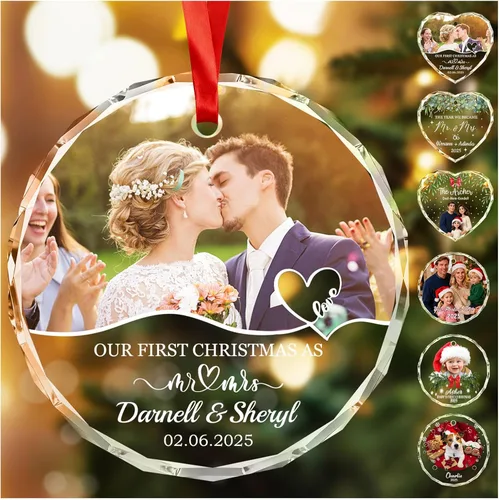 Miniatura 10 de Adornos de Navidad Personalizados Personalizados con Foto y Texto para Decoraciones de Árbol de Navidad, Regalos