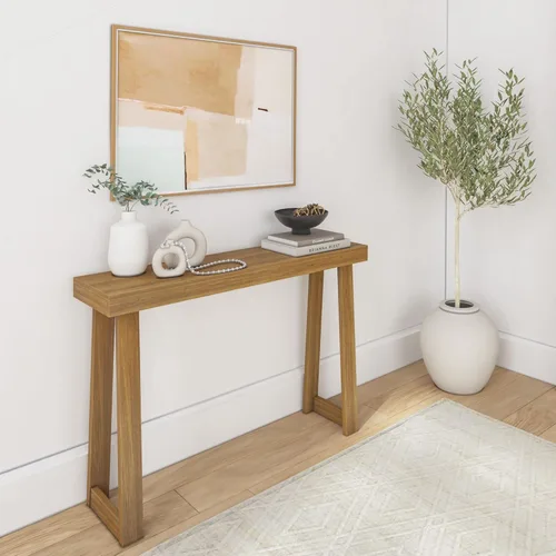 Miniatura 19 de Plank+Beam Mesa consola de madera maciza, 36 pulgadas, mesa de sofá, mesa de entrada estrecha para pasillo, detrás del sofá, sala de estar, Negro