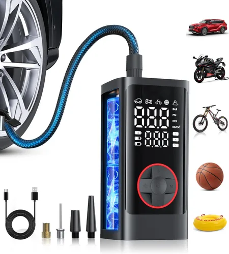 Inflador de neumáticos, compresor de aire portátil, bomba de aire inalámbrica para neumáticos de automóvil, inflador de neumáticos portátil de 150