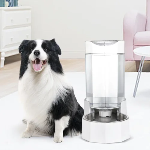 Miniatura 8 de Sfozstra Dispensador Automático de Agua para Mascotas: Cuenco de Agua de Acero Inoxidable Blanco por Gravedad de 8L - con Cepillo Especializado