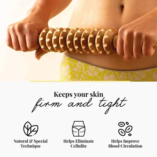 Miniatura 4 de Tuuli Accesorios - Rodillo de masaje de madera, rodillo corporal multifuncional para celulitis, tensión muscular y apoyo a la salud de la piel