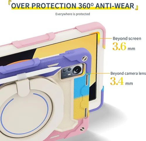 Miniatura 3 de Funda de silicona para tablet Xiaomi Mi Pad 5 Pro de 12.4 pulgadas, a prueba de golpes con soporte para lápices, correa para el hombro, soporte
