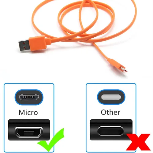 Miniatura 2 de Aquelo Cable de carga USB de alimentación rápida para JBL Altavoz Bluetooth inalámbrico Auriculares Auriculares MicroUSB, 3.3 pies y naranja