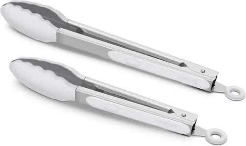 Miniatura 10 de Pinzas de cocina de 9 pulgadas y 12 pulgadas, juego de 2 pinzas de silicona de alta calidad, sin BPA, antiadherentes, acero inoxidable