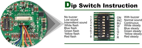 Miniatura 8 de Luz de señal LED Andon de 2 pilas con zumbador, rojo/verde, encendido/apagado/flash, interruptor selector ABB, adaptador de corriente industrial