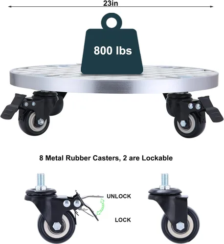 Miniatura 3 de ARTLINE Soporte rodante resistente para plantas con ruedas de bloqueo, base de rodillo para macetas de 23 pulgadas para árboles grandes en macetas