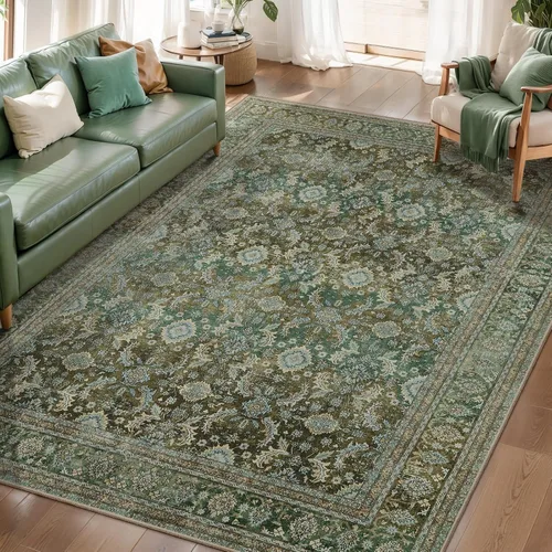 Miniatura 94 de Tangsoo Alfombra lavable para pasillo, antideslizante, 2 x 6 pies, estilo bohemio, floral, vintage, para entrada, suelo suave, para cocina, baño